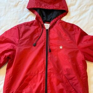Calvin Klein Jeans Vintage Hooded Red Zip Up Women’s Windbreaker Size Medium